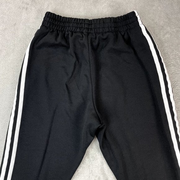 ADIDAS Performance Athletic Black Track Pants Joggers Tapered Legs White Stripes - Picture 6 of 9